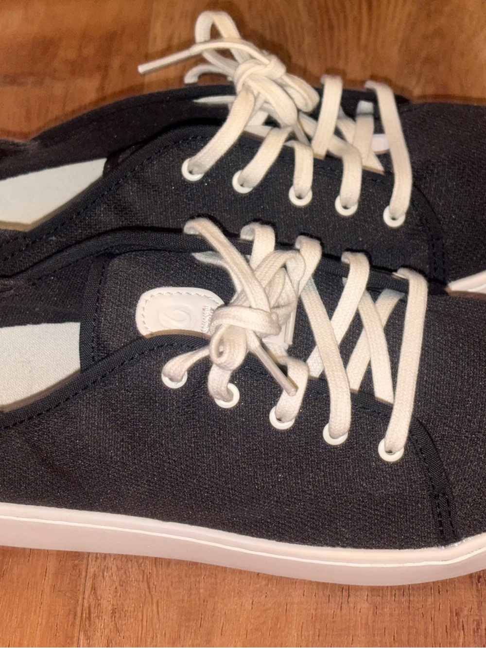 OluKai Black Canvas Lace-Up Sneakers with White Soles - Picture 4 of 10